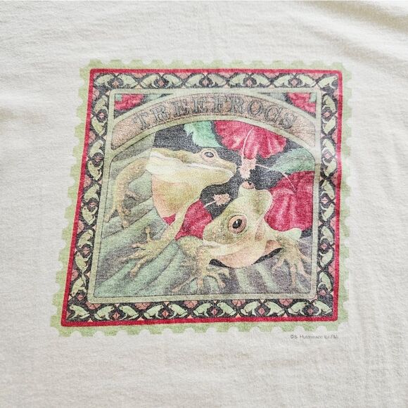 Vintage '90s Tree Frog Graphic Nature Conservation Animal Kingdom Tee T-Shirt XL - Picture 3 of 13